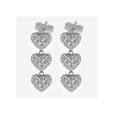 Imagem de Brinco de Prata Triple Love Filigrana 10x35mm - Convex