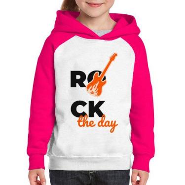 Imagem de Moletom Infantil Rock the day - Foca na Moda, Branco, Rosa, 10