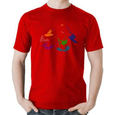 Imagem de Camiseta Algodão Kite Surf Freestyle - Foca na Moda, Vermelho, M