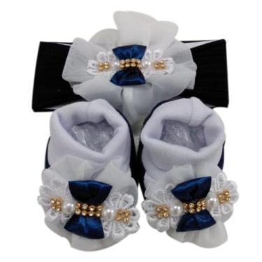 Imagem de Pantufa Infantil com Faixa de Meia Grande - Sapatinho Bebê - Laços Eli