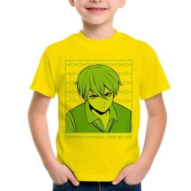 Imagem de Camiseta Infantil Fall Down Seven Times, Stand Up Eight - Foca na Moda