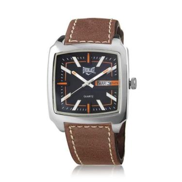 Imagem de Relógio Pulso Everlast Masculino Analógico Couro E3472, Marrom