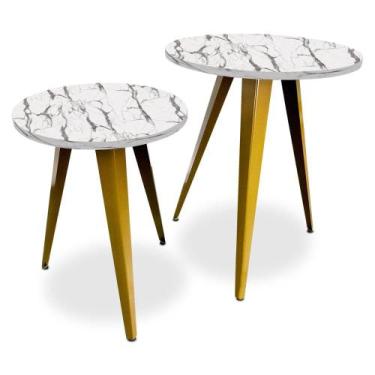 Imagem de Conjunto Jogo Mesa De Canto Decorativa Lateral Ornes Para Sala Quarto 