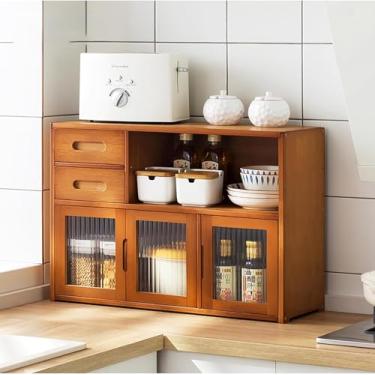 Imagem de Armário de armazenamento de mesa de cozinha armário de cozinha aparador bancada armário de armazenamento rack de cozinha armário de armazenamento de pratos multicamadas rack de armazenamento de