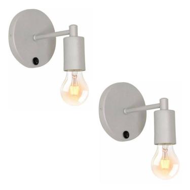 Imagem de Kit 2 Luminárias Parede Arandela Botão Quarto Vintage Prata