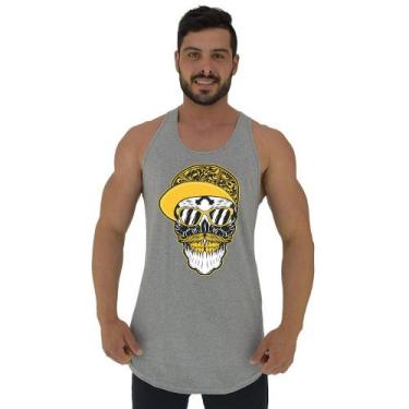 Imagem de Regata Longline Estampada Masculina MXD Conceito Crazy Skull, Cinza, M