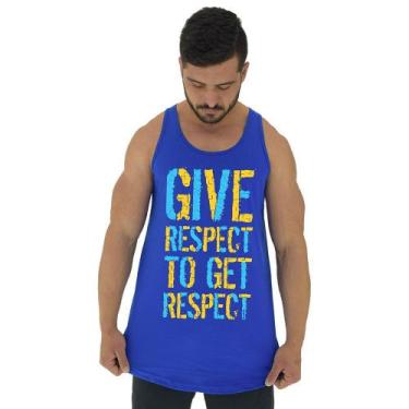 Imagem de Regata Longline Estampada Masculina MXD Conceito Give Respect, G, Azul