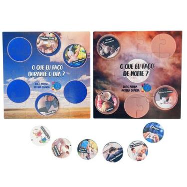 Imagem de Jogo Minha Rotina Diária Tarefas Dia e Noite em MDF Com Placa Quebra-C