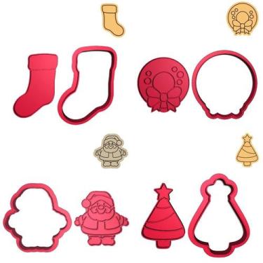 Imagem de Kit 4 Cortadores Natal Meia Guirlanda Gorro Árvore - DOCE IMPRESSO, 9,