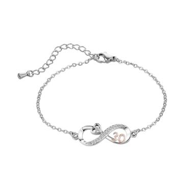 Imagem de JMQJewelry Números infinitos 12 13 16 18 21 30 40 50 60 70 pingentes de contas femininas de coração serve para pulseiras Pandora 17 cm 5 cm, 17cm 6.7in, Aço inoxidável, Sem Pedra Preciosa
