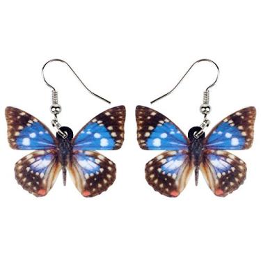Imagem de Bonsny Brincos de borboleta floral com pingente de gota para mulheres, meninas, crianças, presente (marrom), 26mm x 37mm, Acrílico, Sem pedra preciosa