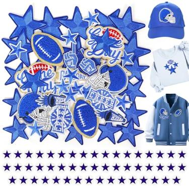 Imagem de Adesivos de futebol para roupas de cowboys: Meneng 94 peças remendo de capacete esportivo bordado para fãs de times de futebol acessórios DIY - adesivos de estrela azul para jaquetas, moletons com