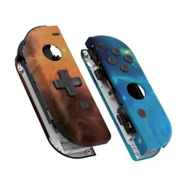 Imagem de eXtremeRate Caixa de controle portátil Joycon Orange Star Universe (versão D-Pad) com botões completos, capa de substituição DIY para Nintendo Switch e Switch Oled Joy-con – Capa de console não