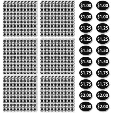 Imagem de CustomyLife 1560 etiquetas de preço de máquina de venda automática preta, 1,00 $1,25 $1,50 $1,75 $2,00 $2,50, 12 folhas de adesivos de preço de máquina de venda automática de lanche para lojas