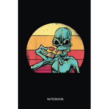 Imagem de Alien Notebook: Alien Head Eating Pizza Ufo Extraterrestrial Alien | Alien Journal, Lined Journal Ufo, Ufo Journal, Lined Journal Alien, Size 6 X 9", 120 Pages.
