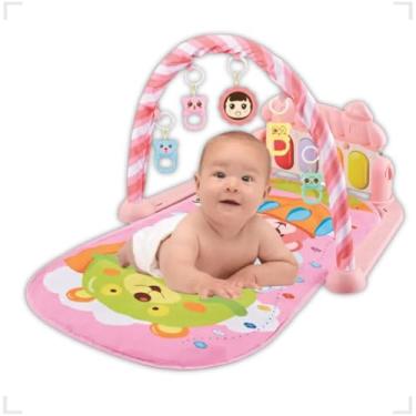 Imagem de Tapete de Atividades Bebê Com Piano Musical Tapete Interativo Bebe Tapetinho Infantil Rosa Durável