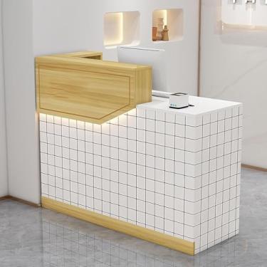 Imagem de Recepção de salão com balcão, recepção frontal para pequenos espaços, recepção de escritório com contador, gavetas com trava, adequada para hotéis, empresas, salões de beleza, etc