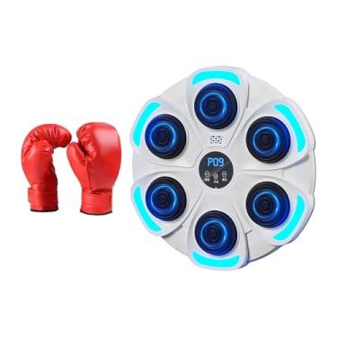 Imagem de Deevoka Máquina de boxe musical, treinador de boxe, saco de areia com reação leve, almofada de perfuração com luvas para fitness, karatê interno, Branco