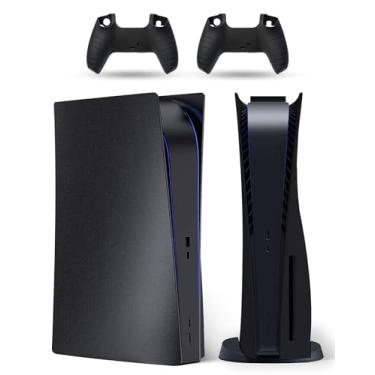 Imagem de Capa de console PS5 adequada para edição de disco, revestimento ABS, placa frontal de substituição, com adesivo de controle extra grátis (preto)