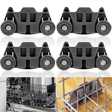 Imagem de Rodas de lava-louças Rack inferior atualizado compatível com Whirlpool/Kenmore/Maytag/Kitchenaid. Substitua as peças das rodas do rack da lava-louças W10195416, W10579095A, PS11722152, W10195420, W10311123B, AP5983730 (4 unidades)