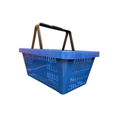 Imagem de Kit 4 Cesta Cestinha Plastica Reforçada Supermercado Mercado 15 Litros (Azul)