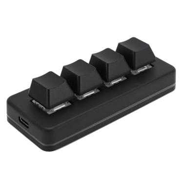 Imagem de Mini Teclado de 4 Teclas, Teclado Mecânico Macro de Uma Mão, Teclado de Programação USB Com Fio Com Interruptor Azul Com Luz RGB para PCs, Smartphones e Tablets, Pasta de Cópia