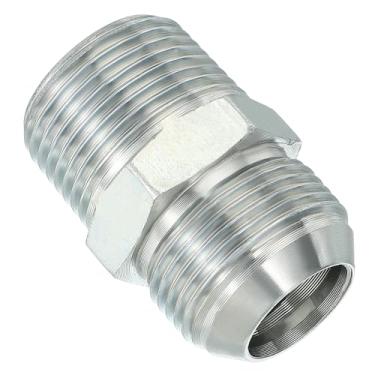 Imagem de PATIKIL Conector adaptador de tubo 1-5/40.6 cm macho 37 ° Flare JIC x 2.5 cm macho R encaixe de tubo restritor de alimentação de óleo conector hidráulico para sistema de tubulações de água a vapor de
