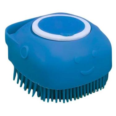 Imagem de Escova Porta Shampoo Cerdas Macias P/ Cachorro Gato Chalesco, Azul
