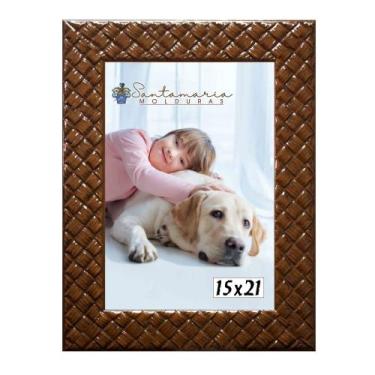 Imagem de Moldura Porta Retrato 15x21 3cm Relevo Marrom - Santamaria Molduras