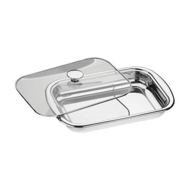 Imagem de Assadeira Tramontina Cosmos Retangular 61315394 Inox Com Tampa De Vidro Inox 61315394