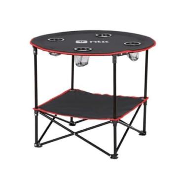 Imagem de NTK, Mesa Lua Dobrável com Estrutura Reforçada e 4 Porta Copos Suporta até 25kg, Preto