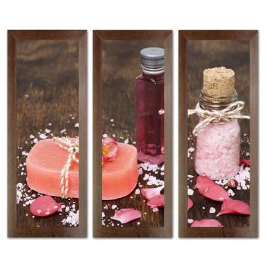 Imagem de Kit Quadros Decorativos Banheiro Lavabo Flores Sabonete spa pedras vel