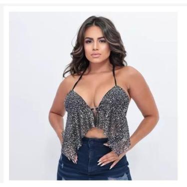 Imagem de Cropped Paête Brilhante Lantejoulas - JZ FASHION, Prata, UN