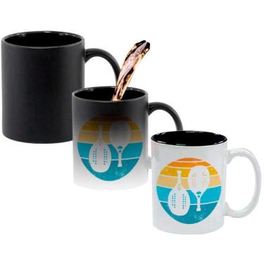 Imagem de Caneca Mágica Fosca Interna Preta Muda de Cor 325ml Beach Tennis Raque