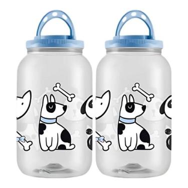 Imagem de 2 Potes Porta Ração Pet 3,6L Multiuso Gato Cachorro Com Alça - Bandeir