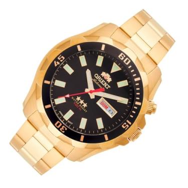 Imagem de Relógio Dourado Orient Masculino Fundo Preto