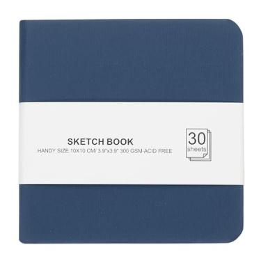 Imagem de PATIKIL Caderno de desenho de papel aquarela 4x4, 30 folhas, 300 g/m2/92 kg, caderno de aquarela, capa dura, blocos de papel para pintura, azul escuro