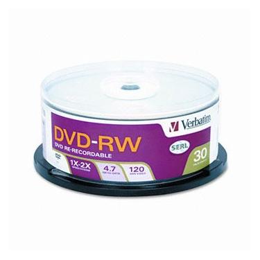 Imagem de Disco gravável DVD-RW Verbatim, DVD-RW, 2GG, 30PK, SR BQ10-341330-07 (pacote com 3)