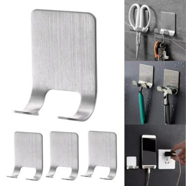 Imagem de KIT 3 Suporte GANCHO TODO EM INOX ADESIVO FORTE PARA PAREDE Aparelho PORTA Lâmina Barbear CARREGADOR DE CELULAR ALTA ADERÊNCIA SUPORTA ATÉ 4KG COR PRATEADO SEM FUROS MULTIUSO (3)