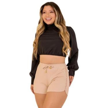 Imagem de Short Feminino de Malha Canelada Ajustável Cores - Fortaleza Jeans, Ún