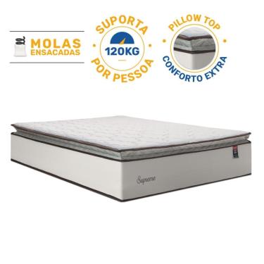Imagem de Colchão de Molas Ensacadas Pillow Top Supreme Lux Casal 138cm