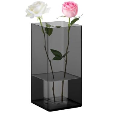 Imagem de Suream Vaso de plástico de 12,7 cm L x 25,4 cm A, vaso de flores de acrílico para centros de mesa de casamento, recipiente de armazenamento de bancada para casa ou escritório