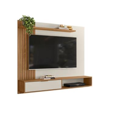 Imagem de Painel Suspenso para TV até 65" Berlim 160cm Cor Nature e Off White - Peternella