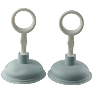 Imagem de iuniq Desentupidor de pia 2 peças azul flexível mini pistão de drenagem manual boa sucção PP+PE ajudante de bomba de banheiro