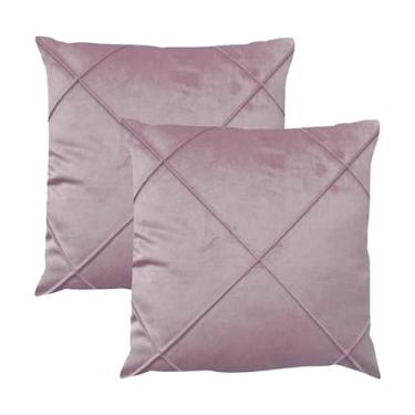 Imagem de Kit 2 Capas para Almofada Drapeada em Veludo Quadrada 50x50 Rosa Quartzo
