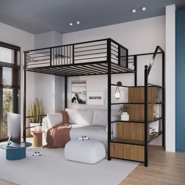 Imagem de Beliche Suspenso com Escada em Ferro Morgan