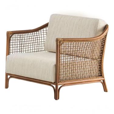Imagem de Poltrona Com Braço Oslen Algodão Bege Madeira Cedro Junco Natural Terracota