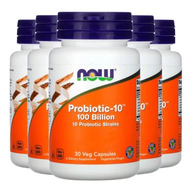 Imagem de Probiotic-10 100 Bilhões Now Foods 30 Cápsulas Importado 5un