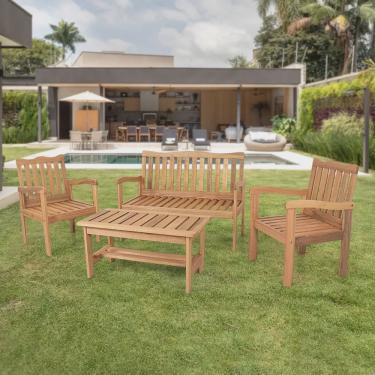 Imagem de Conjunto para Jardim de Madeira Eucalipto 4 Peças sem Almofada Nature Yescasa