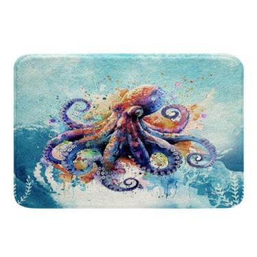 Imagem de Feelyou Tapetes de banheiro de polvo 40,6 cm x 61 cm tapetes de banheiro craken oceano, tentáculos, tapetes de banho antiderrapantes criaturas marinhas mundo subaquático acessórios de banheiro animais